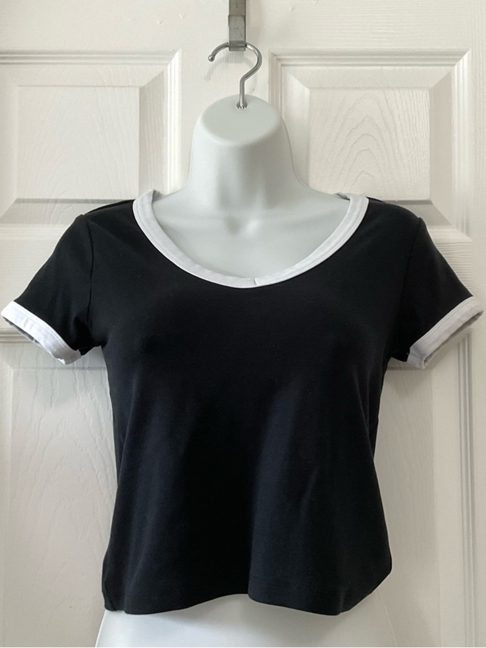 Black Crop Top with White Trim